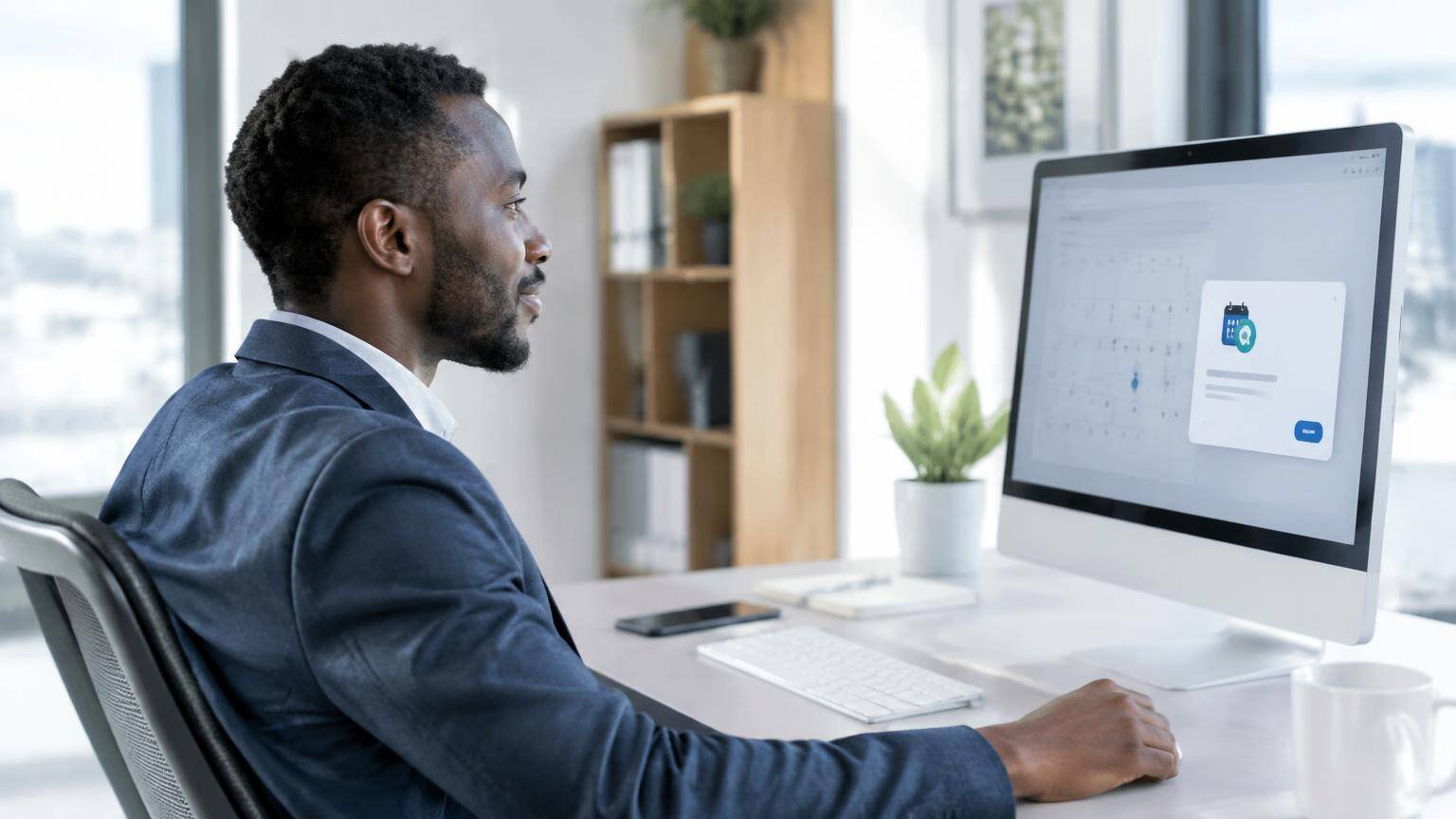 Corretor a comparar propostas de seguradoras com um cliente